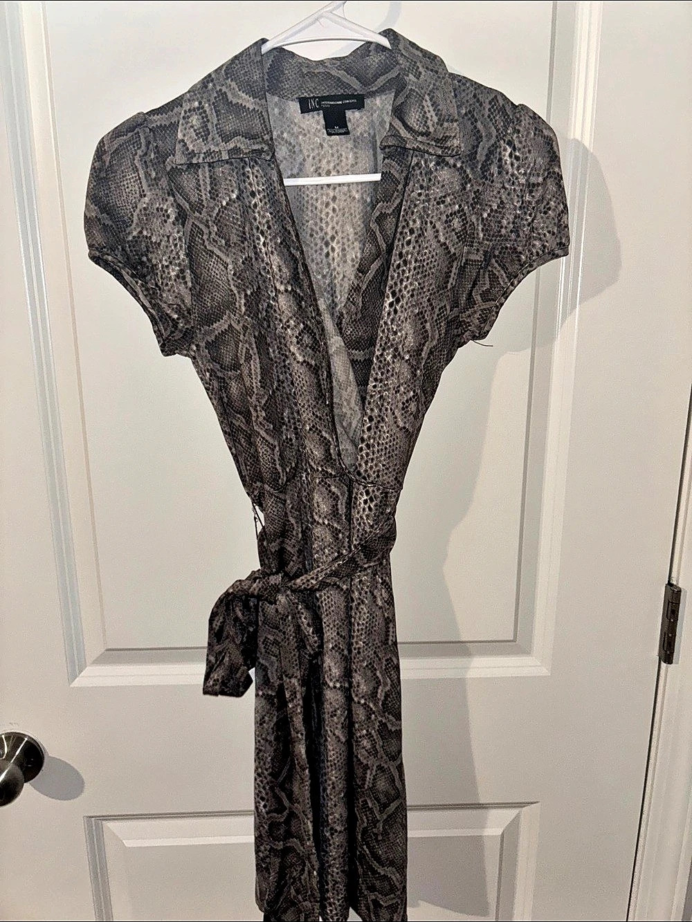 INC International Concepts Snake Print Faux-Wrap Dress Maxi Dress